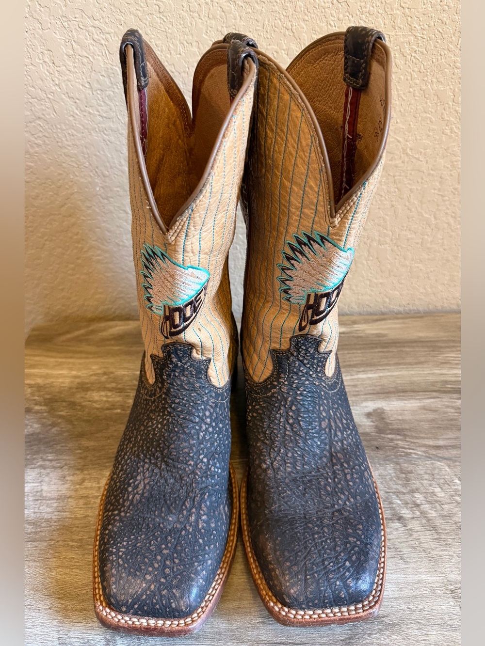 Twisted X Hooey Leather Wide Square Toe Western Cowboy Boots Mens 9 D - Picture 3 of 16